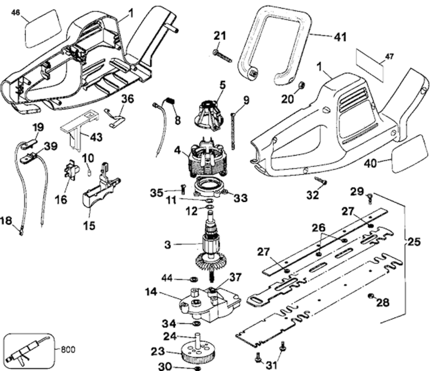 Page A Diagram and Parts List for TR200 Type 2 Black and Decker Hedge Trimmer